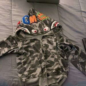 Bape hoodie grey and black camo